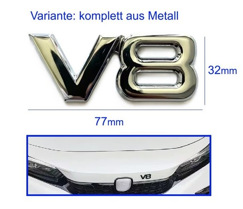 Metall schriftzug chrom - v8,